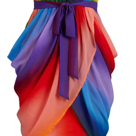 NWT RAINBOW DRAPED DRESS - Pride - Tulip Skirt - M - Picture 8 of 8